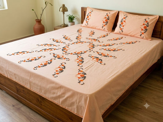 Chikonwala's Hand Embroidered Floral Design Bedsheet