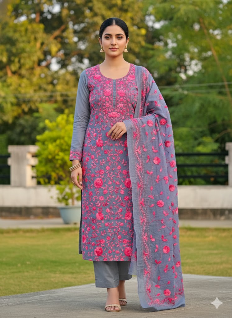 Chikonwala's Exclusive Hand Embroidered Fulkari Dress