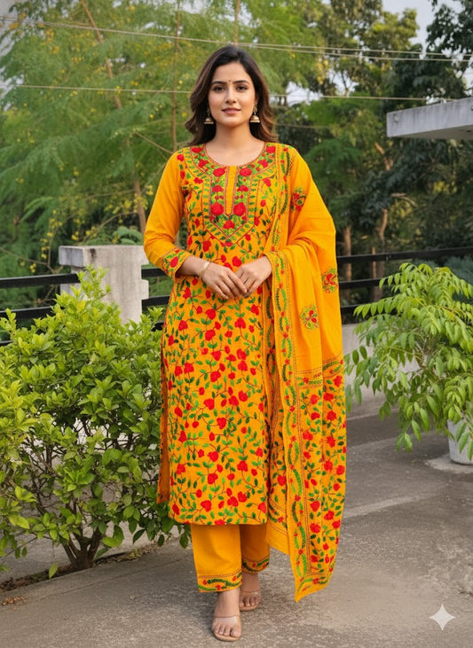 Chikonwala's Exclusive Hand Embroidered Fulkari Dress