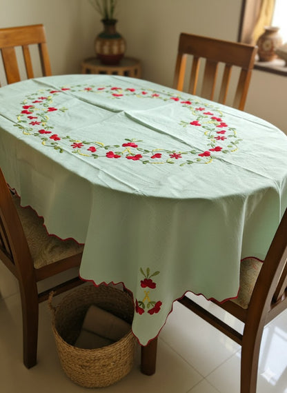 Hand Embroidered Floral Table Cover