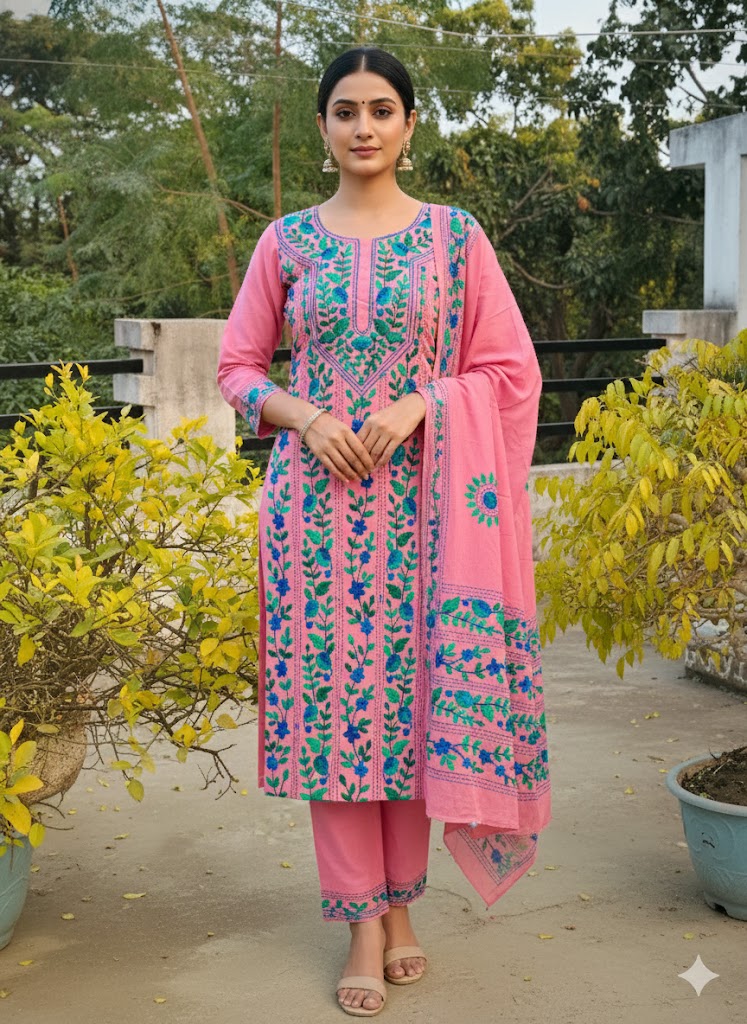 Chikonwala's Exclusive Hand Embroidered Fulkari Dress