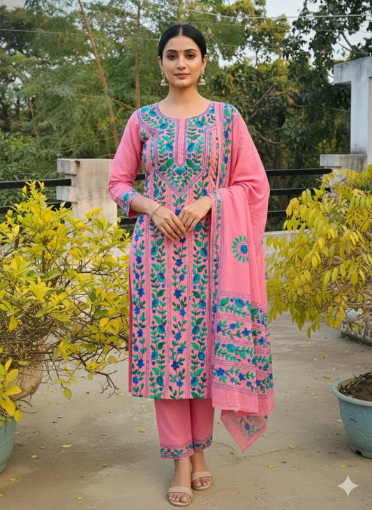 Chikonwala's Exclusive Hand Embroidered Fulkari Dress