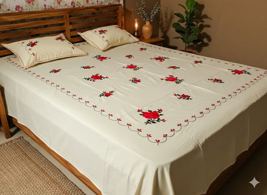 Chikonwala's Hand Embroidered Floral Design Bedsheet