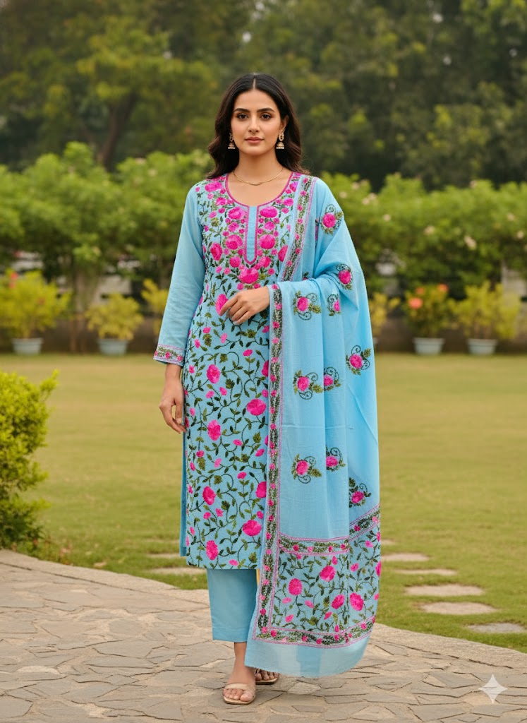 Chikonwala's Exclusive Hand Embroidered Fulkari Dress