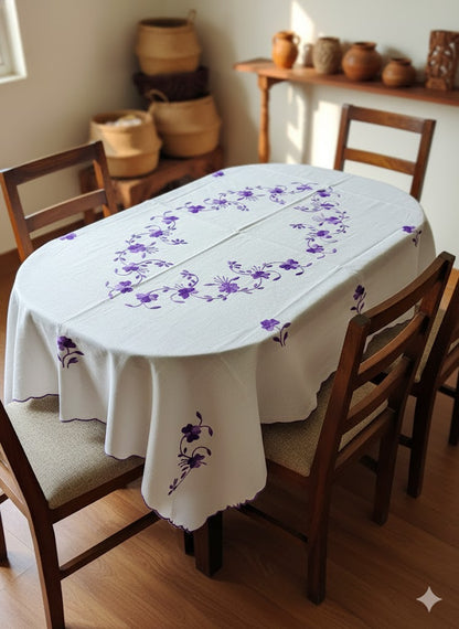 Hand Embroidered Floral Table Cover