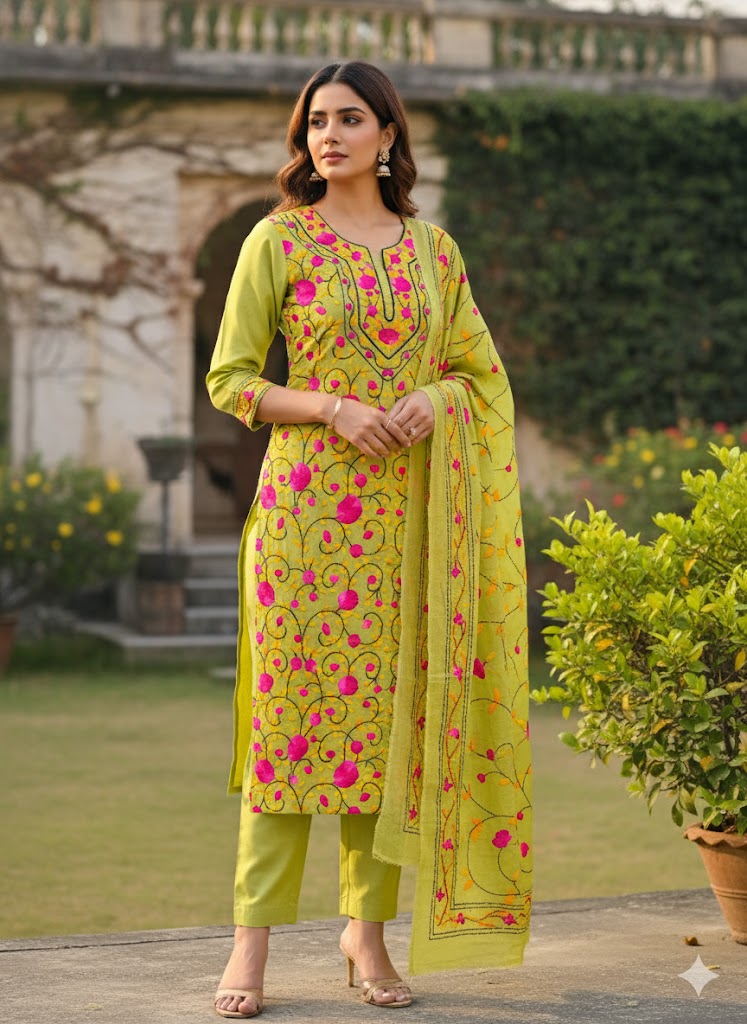 Chikonwala's Exclusive Hand Embroidered Fulkari Dress