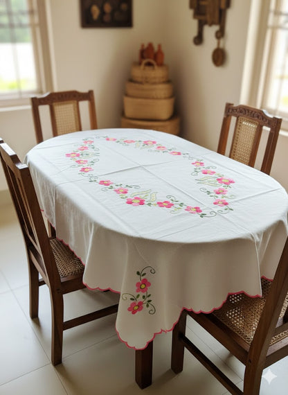 Hand Embroidered Floral Table Cover