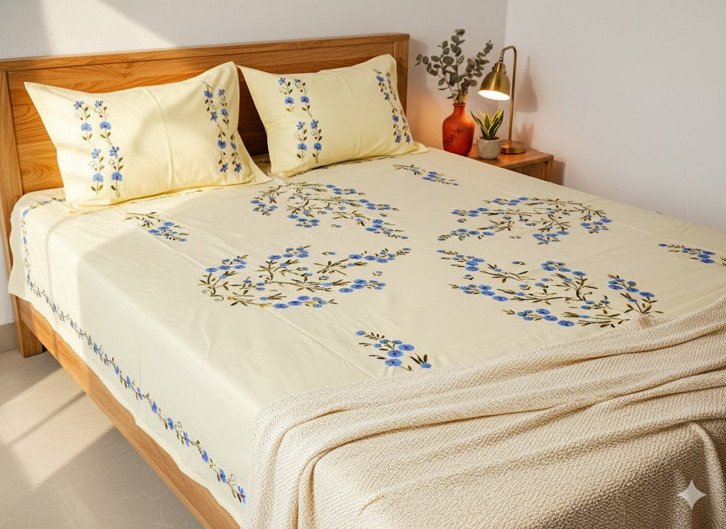 Chikonwala's Hand Embroidered Pure Cotton Bedsheet
