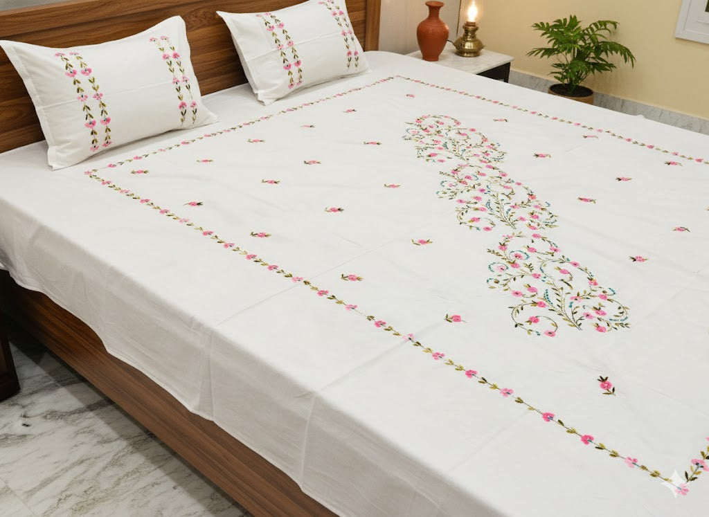 Chikonwala's Hand Embroidered Pure Cotton Bedsheet