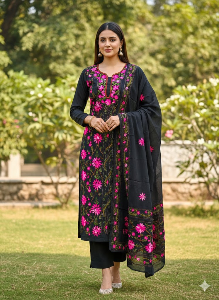 Chikonwala's Exclusive Hand Embroidered Fulkari Dress