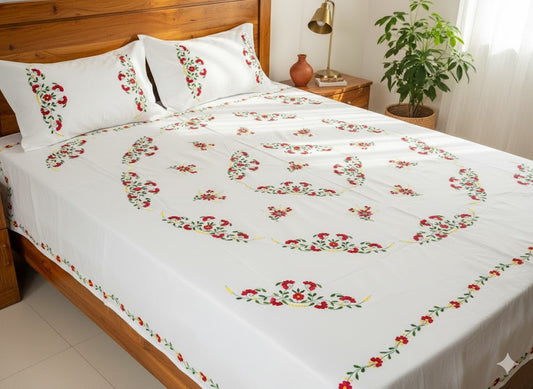 Chikonwala's Hand Embroidered Pure Cotton Bedsheet