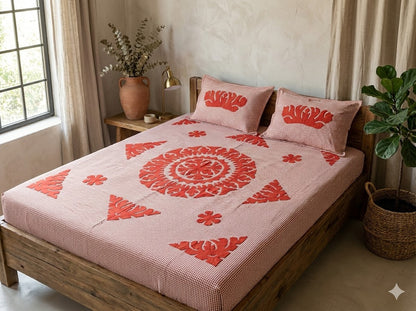 Chikonwala's Hand Pachwork Floral Design Bedsheet