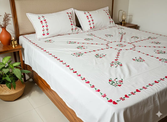 Chikonwala's Hand Embroidered Pure Cotton Bedsheet