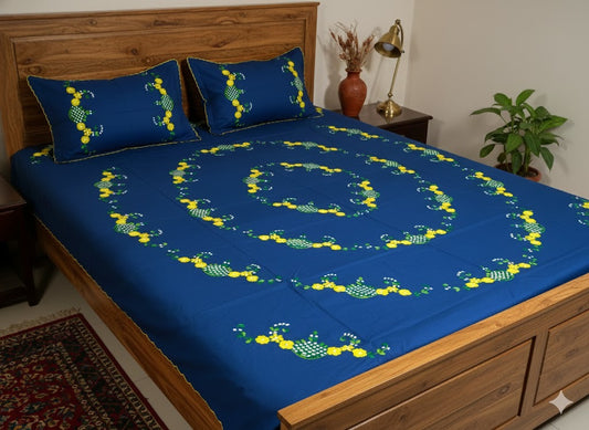 Chikonwala's Hand Embroidered Floral Design Bedsheet