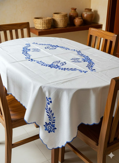 Hand Embroidered Floral Table Cover