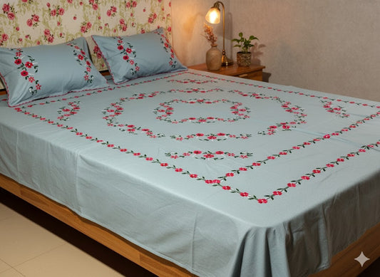 Chikonwala's Hand Embroidered Floral Design Bedsheet