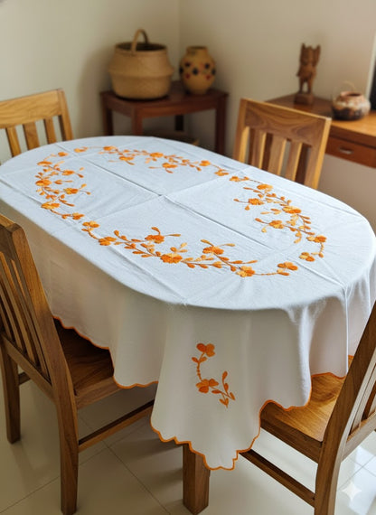 Hand Embroidered Floral Table Cover