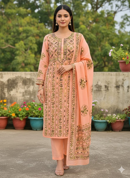 Chikonwala's Exclusive Hand Embroidered Fulkari Dress