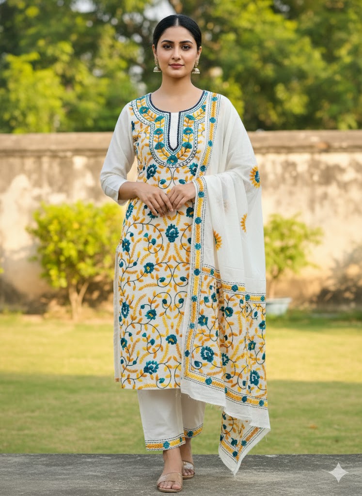 Chikonwala's Exclusive Hand Embroidered Fulkari Dress