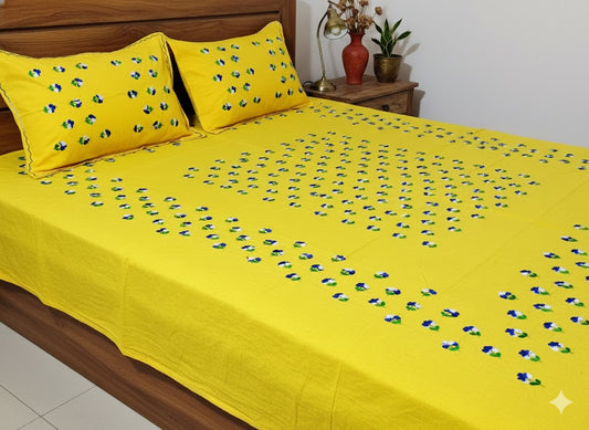 Chikonwala's Hand Embroidered Floral Design Bedsheet