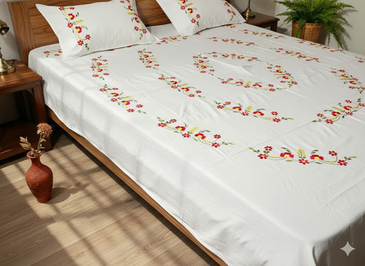 Chikonwala's Hand Embroidered Pure Cotton Bedsheet