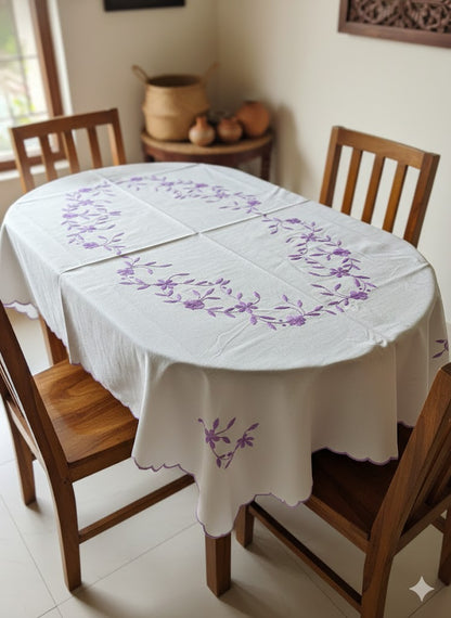 Hand Embroidered Floral Table Cover