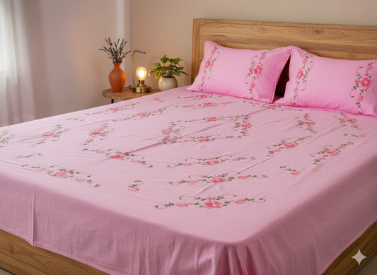 Chikonwala's Hand Embroidered Floral Design Bedsheet