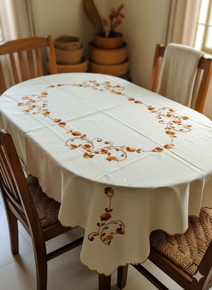 Hand Embroidered Floral Table Cover