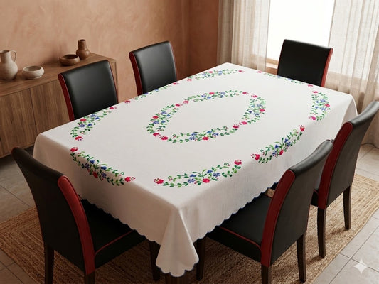 Hand Embroidered Floral Table Cover