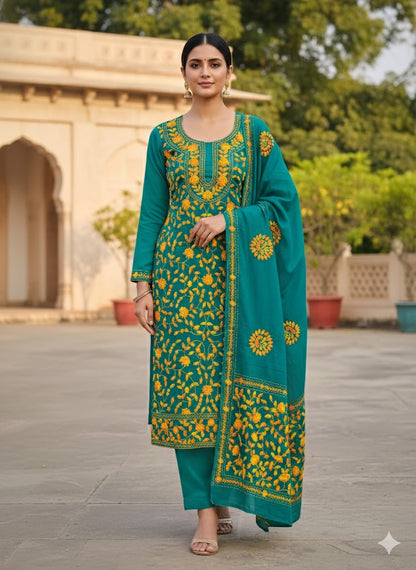 Chikonwala's Exclusive Hand Embroidered Fulkari Dress