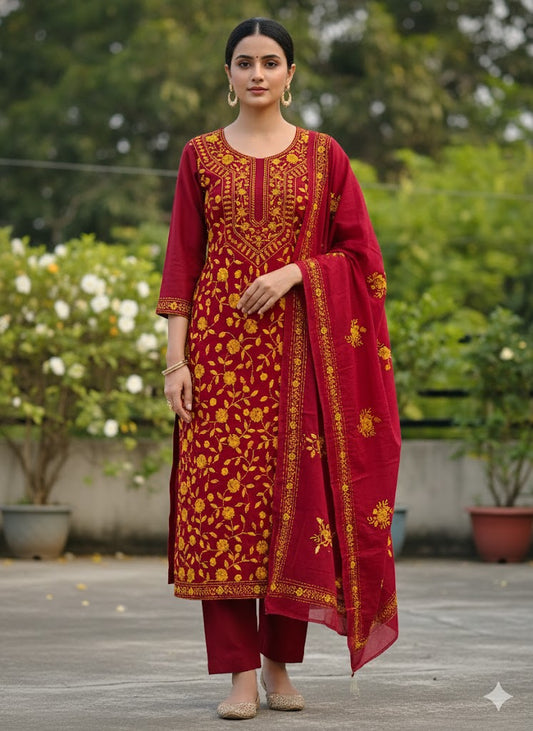 Chikonwala's Exclusive Hand Embroidered Fulkari Dress