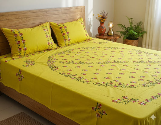 Chikonwala's Hand Embroidered Pure Cotton Bedsheet