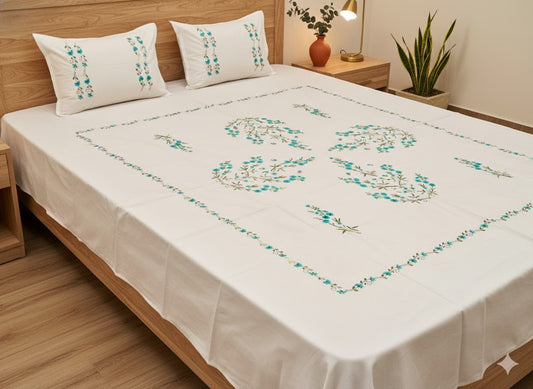 Chikonwala's Hand Embroidered Pure Cotton Bedsheet