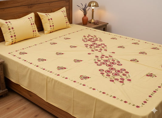 Chikonwala's Hand Embroidered Pure Cotton Bedsheet
