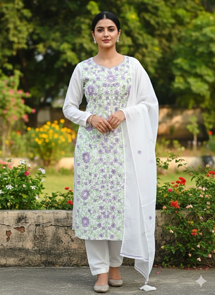 Chikonwala's Exclusive Hand Kantha Embroidered Dress