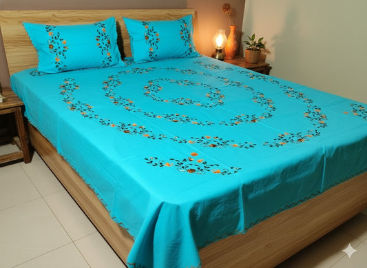 Chikonwala's Hand Embroidered Floral Design Bedsheet