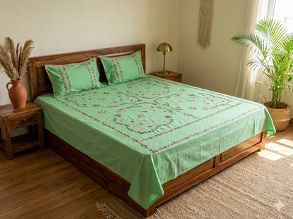 Chikonwala's Hand Embroidered Floral Design Bedsheet