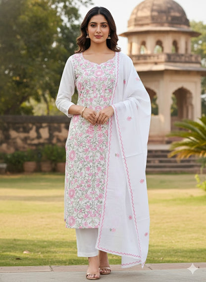 Chikonwala's Exclusive Hand Embroidered Kantha Dress Material