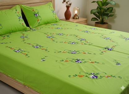 Chikonwala's Hand Embroidered Floral Design Bedsheet