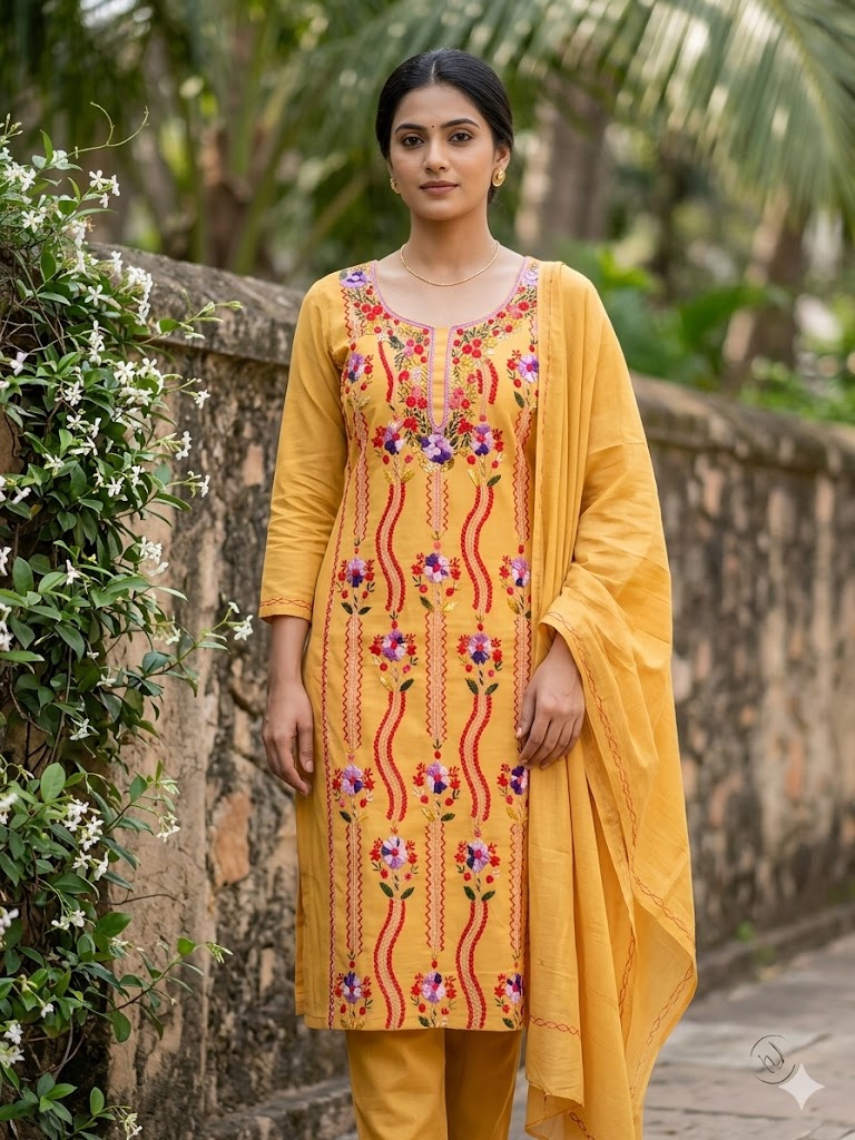 Chikonwala's Exclusive Hand Embroidered Kolkatakari Dress Material