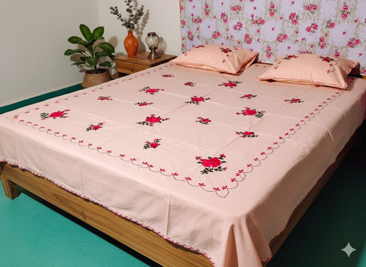 Chikonwala's Hand Embroidered Floral Design Bedsheet