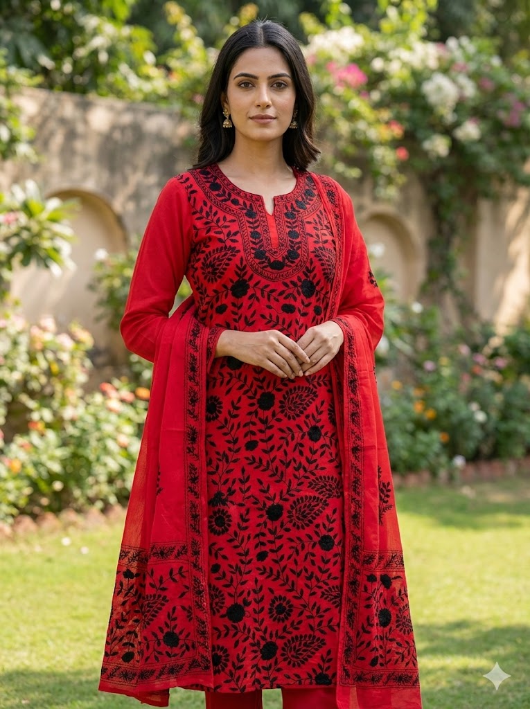 Chikonwala's Exclusive Hand Embroidered Fulkari Dress