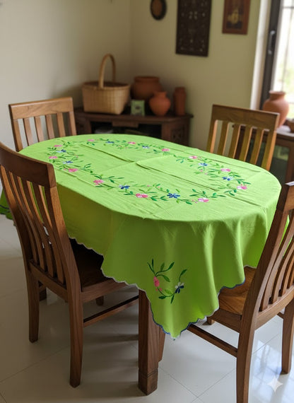 Hand Embroidered Floral Table Cover
