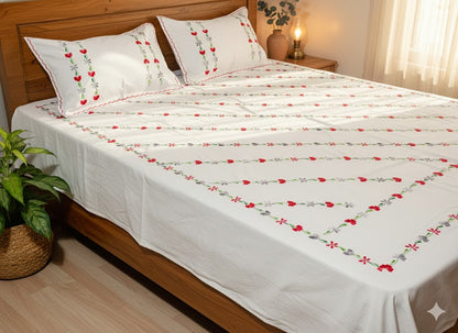Chikonwala's Hand Embroidered Floral Design Bedsheet