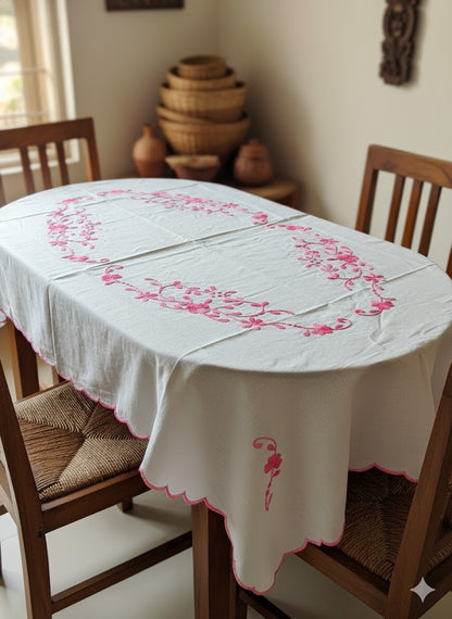 Hand Embroidered Floral Table Cover