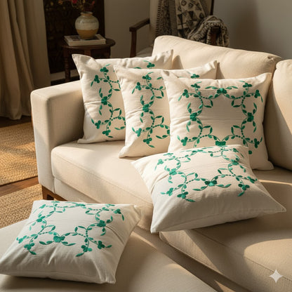 Hand Embroidered Cotton Cushion Covers (Set of 5)