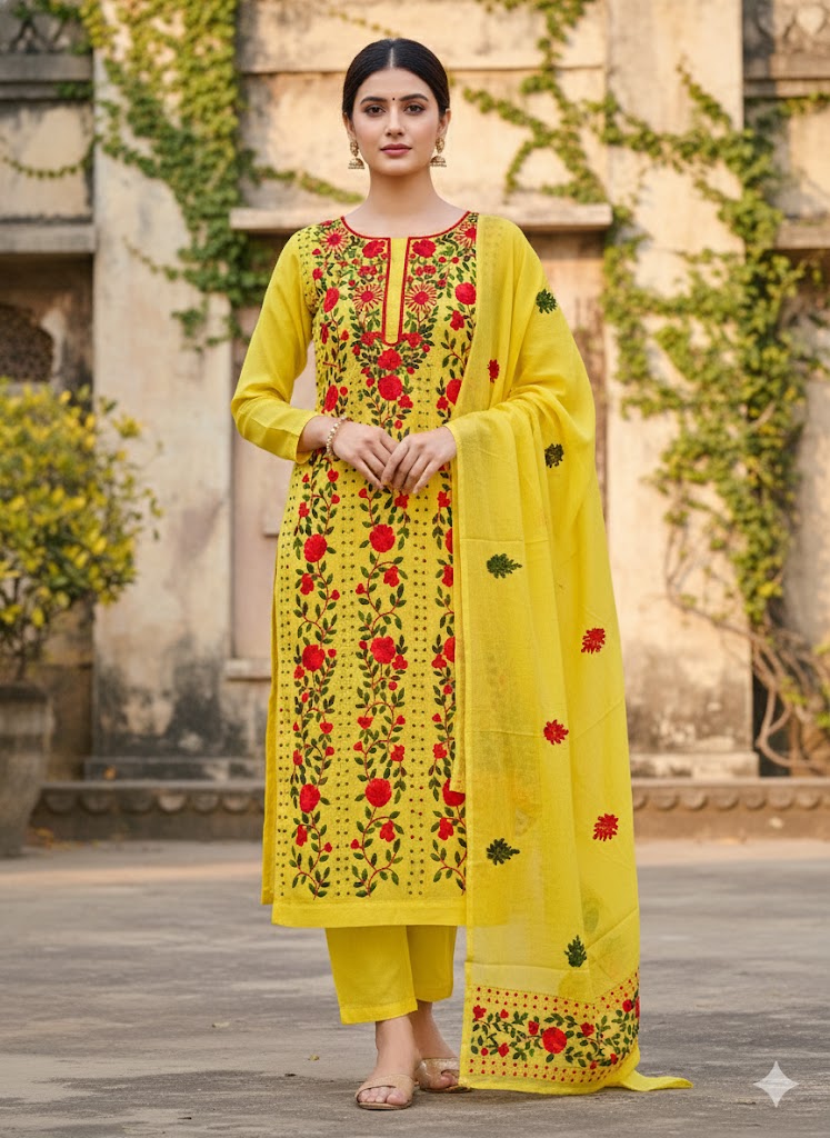 Chikonwala's Exclusive Hand Embroidered Fulkari Dress