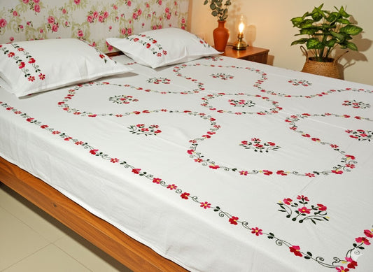 Chikonwala's Hand Embroidered Pure Cotton Bedsheet