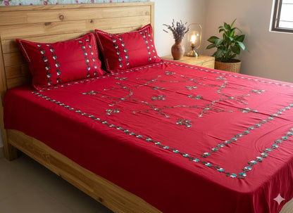 Chikonwala's Hand Embroidered Floral Design Bedsheet