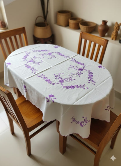 Hand Embroidered Floral Table Cover